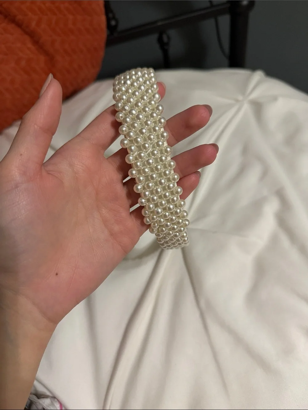 Pearl Embellished White Headband